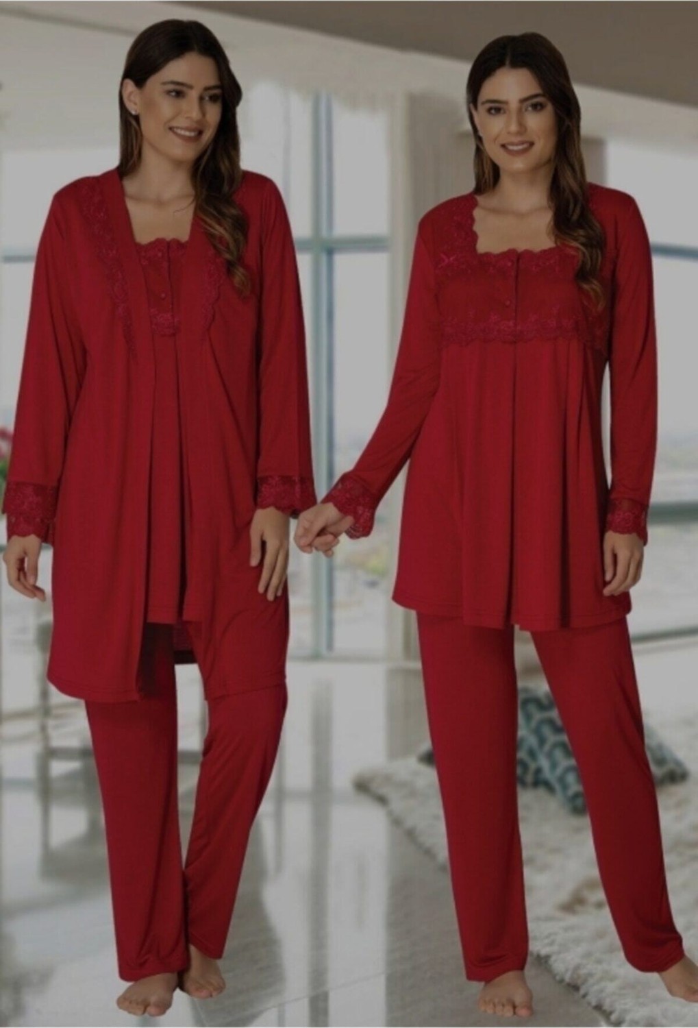Effort Puerpera Effort Kadın Mavi Hamile Lohusa Sabahlık Pijama Takımı 2401 görsel 4
