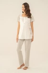 Feyza 4115 Gri Hamile Lohusa Pijama Takım görsel 3