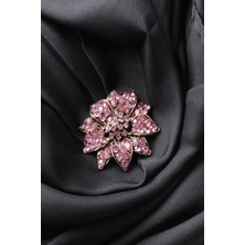 PIERPARIS Broş Çiçekli Otantık Desenli Bronz Kristal Taşli