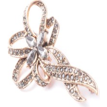PIERPARIS Broş Harf Simge Otantık Desenli Bronz Kristal Taşli
