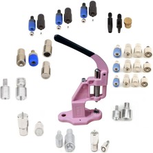 Tuhafiyecimiz Inci, Çıtçıt, Klikit, Rivet, Kuşgözü Takma Kalıplarıyla Kapsamlı Açık Pembe Tulumba Pres Seti (18 Kalıp)