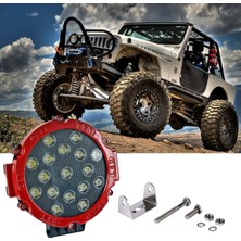 Carub Hk off Road Çalısma Lambası Yuvarlak 17 LED 10-30V 17X17X4CM Kırmızı Çerçeve