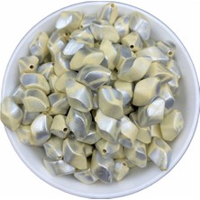 Hedef Bijuteri Krem Mat Yaldızlı Burgu Model Plastik Boncuk (100GR,~80 Adet)