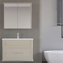 West Perge 80 cm Krem Banyo Dolap Takımı