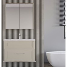 West Perge 80 cm Krem Banyo Dolap Takımı