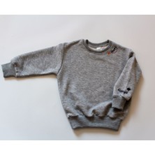 LaLoom Organics Anne & Bebek Set Gri Melanj Sweatshirt | 3 Iplik Nakışlı Sweatshirt | Happymama & Behappy