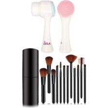 İzla Cilt Temizleme Fırçası + Silindir Fırça 12 Adet Şık Kutulu