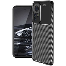 Case 4U Xiaomi Mi 12T Kılıf Rugged Armor Karbon Desenli Lüx Negro Silikon Arka Kapak Lacivert