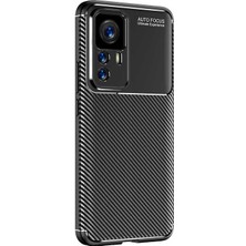 Case 4U Xiaomi Mi 12T Kılıf Rugged Armor Karbon Desenli Lüx Negro Silikon Arka Kapak Siyah