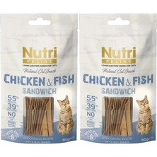 Nutri Feline %95 Tavuk ve Balık Etli Snack 50 gr Kedi Ödül Maması 2 Adet