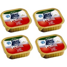 Plaisir Pate Sığır Etli Kedi Yaş Konserve Maması 100 gr 4 Adet