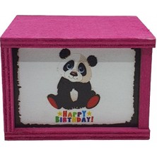 Hediye Kesesi Panda Happy Birthday Doğum Günü Konsept Ahşap Kutulu Kupa Bardak