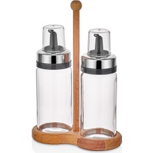 Qlux Ideas Exclusive Yağlık & Sirkelik Set Ahşap Standlı 245 Ml. x 2