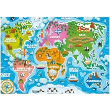 Oyuncakmatik Colorful World Map Dünya Haritası Çocuk Puzzle & Yapboz - 50 Parça