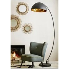 Riolight  Retro1 Rustik Mafsallı Hareketli Başlık Metal Lambader Köşe Lambası Şapka ÇAPI:40CM