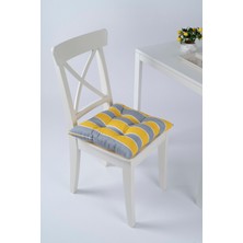 Beta Sarı Gri Pofidik Sandalye Minderi Bağcıklı 40x40cm