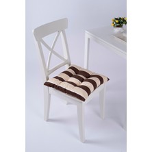 Beta Kahve Krem Pofidik Sandalye Minderi Bağcıklı 40x40cm
