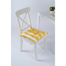 Beta Sarı Beyaz Pofidik Sandalye Minderi Bağcıklı 40x40cm