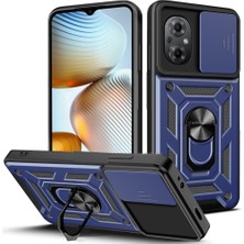 Xiaomi Poco M5 Uyumlu Kılıf Kamera Korumalı Pars Lens Sürgülü Yüzüklü Zırh Tank Yüzüklü Military Shockproof Armor Case