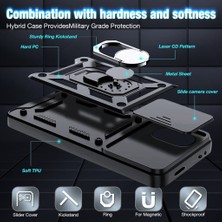 Xiaomi Poco M5 Uyumlu Kılıf Kamera Korumalı Pars Lens Sürgülü Yüzüklü Zırh Tank Yüzüklü Military Shockproof Armor Case