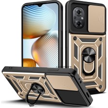 Xiaomi Poco M5 Uyumlu Kılıf Kamera Korumalı Pars Lens Sürgülü Yüzüklü Zırh Tank Yüzüklü Military Shockproof Armor Case