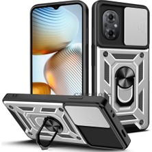 Xiaomi Poco M5 Uyumlu Kılıf Kamera Korumalı Pars Lens Sürgülü Yüzüklü Zırh Tank Yüzüklü Military Shockproof Armor Case