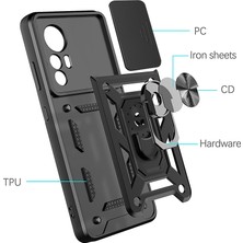 Xiaomi Mi 12T Pro Kılıf Kamera Korumalı Pars Lens Sürgülü Yüzüklü Zırh Tank Yüzüklü Military Shockproof Armor Case