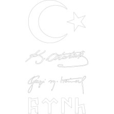 Lizpo Decor Ay Yıldız K Atatürk Gazi Kemal Türk Sticker Beyaz
