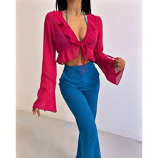 Aleksandrit Butik Luxury Woman Fırfırlı Bluz