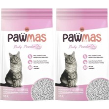 Pawmas Bebek Pudrası Kokulu Bentonit Kedi Kumu 10 Lt x 2 Adet