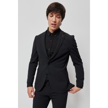 ALTINYILDIZ CLASSICS Erkek Siyah Slim Fit Dar Kesim Mono Yaka Seyahat Çantalı Takım Elbise