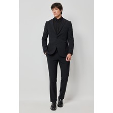 ALTINYILDIZ CLASSICS Erkek Siyah Slim Fit Dar Kesim Mono Yaka Seyahat Çantalı Takım Elbise