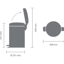 Brabantia Mat Siyah Pedallı Çöp Kutusu 12L