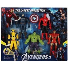 Avengers Süper Kahramanlar Spiderman Ironman Projektörlü 5 Li Figür Set Avengers