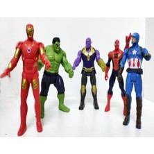 1001 Hediye  Thanos Örümcek Adam Ironman Hulk Oyuncak 5li Set 15 cm