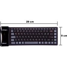 Crown Micro CMK-6001 Kablosuz Bluetooth 3.0 Türkçe Silikon Klavye - 29x9 cm