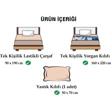 Ely Parker Kolay Ütü 90X190 Tek Kişilik Nevresim Takımı (Sarı Lastikli Çarşaf+Yorgan Kılıfı+Yastık Kılıfı)