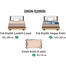 Ely Parker Kolay Ütü 120X200 Tek Kişilik Nevresim Takımı (Gri Lastikli Çarşaf+Yorgan Kılıfı+Yastık Kılıfı)