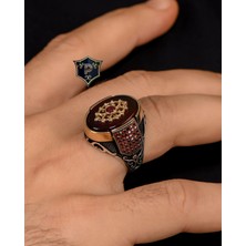 Prestige Gümüş 925 Ayar Gümüş Erkek Yüzüğü Akik Taşlı Zirkon Taş Süslemeli