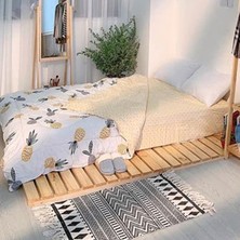 Loolpi Home Loolpi Home japon Model Doğal Ahşap Karyola Yer Yatağı Tek ve Çift Kişilik