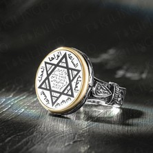 Takılingo 925 Ayar Gümüş Kalem Işlemeli Süleyman Mührü Erkek Yüzük