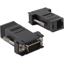 RJ45 To VGA Adaptör Çevirici Dönüştürücü Ek 30 Metre Uzatıcı Cat5/6