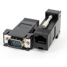 RJ45 To VGA Adaptör Çevirici Dönüştürücü Ek 30 Metre Uzatıcı Cat5/6