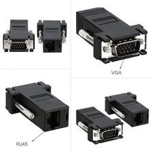 RJ45 To VGA Adaptör Çevirici Dönüştürücü Ek 30 Metre Uzatıcı Cat5/6