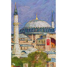 Lila Fil Lilafil Ayasofya Camii Yağlıboya Görünüm Kanvas Duvar Tablosu