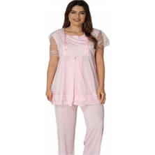 Effortt Pembe Hamile Lohusa Kısa Kol Pijama Takım 2051