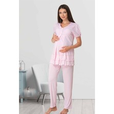 Effortt Kadın Pembe Lohusa Hamile Pijama Takımı 8022