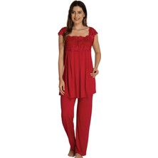 Effortt Kadın Vişne Kısa Kollu Lohusa Hamile Pijama Takımı 2303