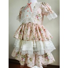 Filiz Şanal Vintage Pembe Katlı Kız Çocuk Elbisesi