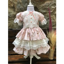 Filiz Şanal Vintage Pembe Katlı Kız Çocuk Elbisesi